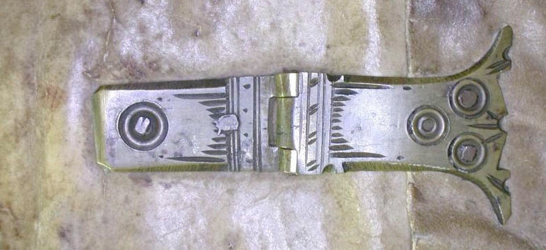 Detail of brass clasp